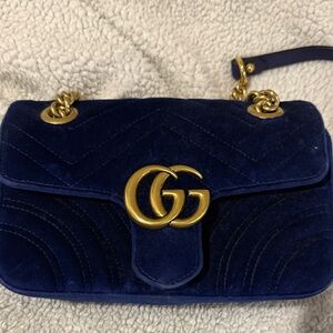 Gucci Dark Blue Velvet Crossbody Bag